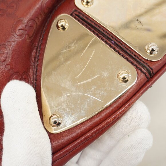 GUCCI Red Leather Horsebit Bag - Picture 11 of 13
